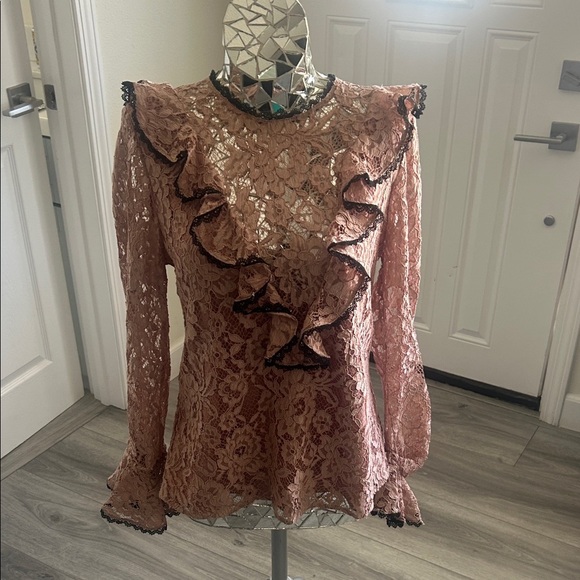 ALEXIS Lace Ruffle Top - Pink - Picture 2 of 11